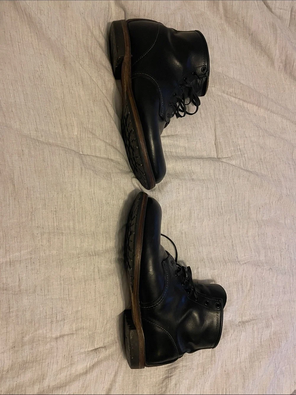 Red Wing Shoes Black Leather Lace-Up Work Boots